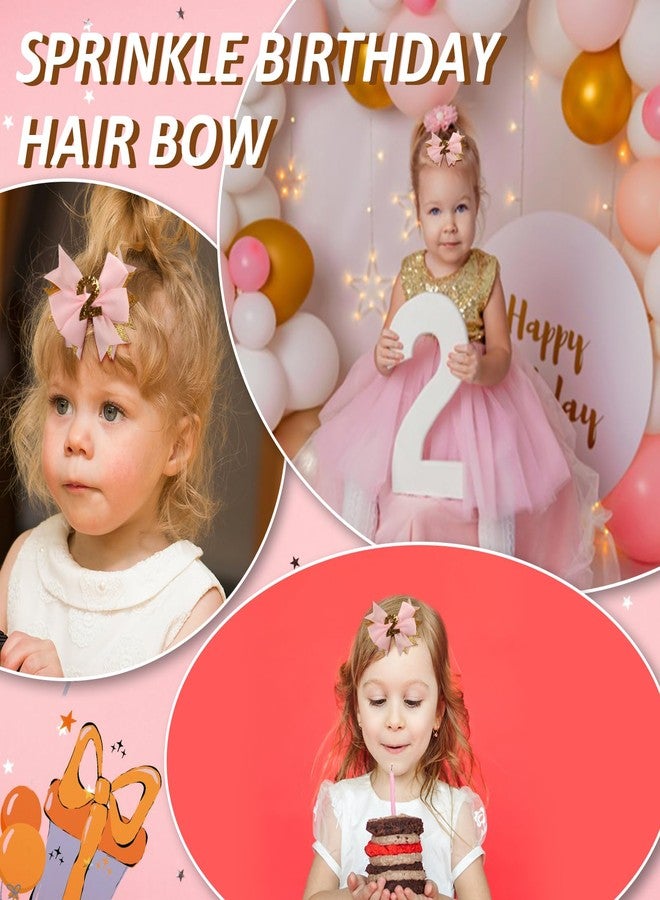 Vovii Sprinkle Birthday Hair Bow for 2nd Birthday Decorations for Girl, Glitter Pink Baby Bow Party Decorations for 2 Year Old Girl Birthday Decorations, Happy 2nd Birthday Decorations for Girls Hair - Image 4