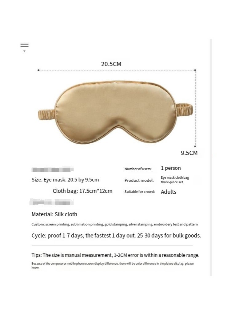 عام مجموعة أقنعة العين الحريرية المحاكية، مجموعة من 3 قطع، سدادات أذن، حقيبة قماشية، قناع حماية يومي للعين، قناع عين للنوم أثناء العمل والسفر - Image 4