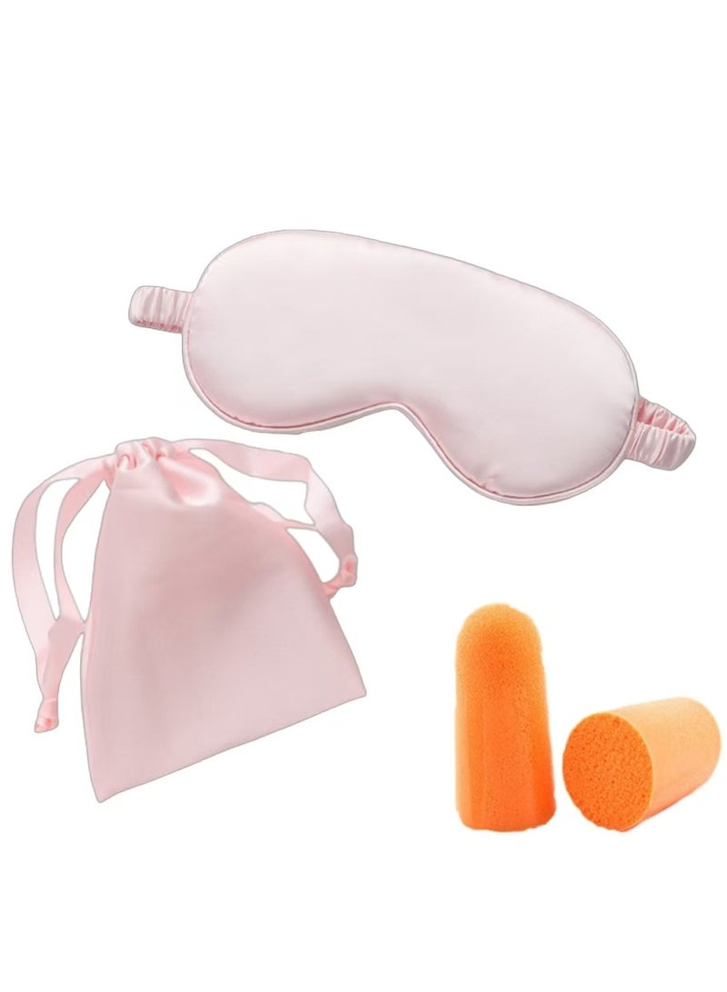 عام مجموعة أقنعة العين الحريرية المحاكية، مجموعة من 3 قطع، سدادات أذن، حقيبة قماشية، قناع حماية يومي للعين، قناع عين للنوم أثناء العمل والسفر - Image 1