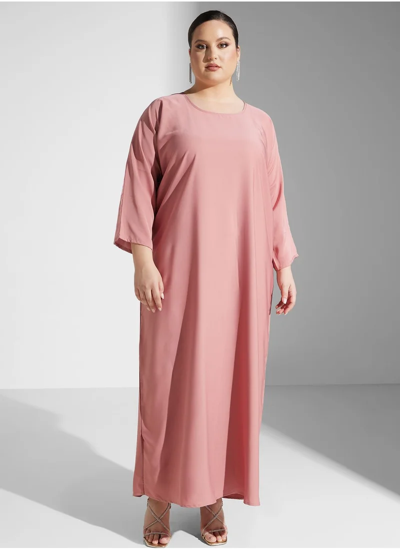 Khizana Plus size shimmer detail abaya with inner  sheila
