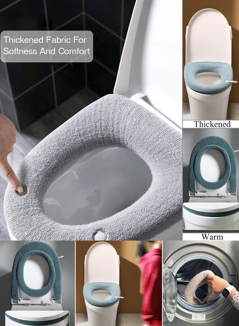 Qiccijoo Thicker Soft Bathroom Toilet Seat Cover Pad Warmer Toilet Seat Cushion Cover Stretchable Washable Fiber Cloth,Warm Toilet Seat Mat Easy Installation& Cleaning(Grey) - Image 4