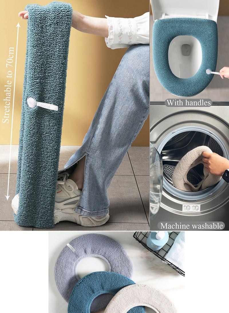 Qiccijoo Thicker Soft Bathroom Toilet Seat Cover Pad Warmer Toilet Seat Cushion Cover Stretchable Washable Fiber Cloth,Warm Toilet Seat Mat Easy Installation& Cleaning(Grey) - Image 5