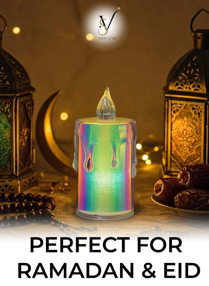 فيوستار 6 قطع من شموع LED عديمة اللهب من Viewstar - 6 عبوات، تأثير قزحي الألوان، تعمل بالبطارية، لهب وامض واقعي، ديكور داخلي وخارجي، حفلات الزفاف، الحفلات، ومناسبات العطلات - Image 2