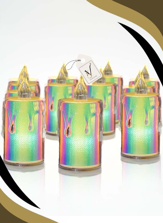 فيوستار 6 قطع من شموع LED عديمة اللهب من Viewstar - 6 عبوات، تأثير قزحي الألوان، تعمل بالبطارية، لهب وامض واقعي، ديكور داخلي وخارجي، حفلات الزفاف، الحفلات، ومناسبات العطلات - Image 1