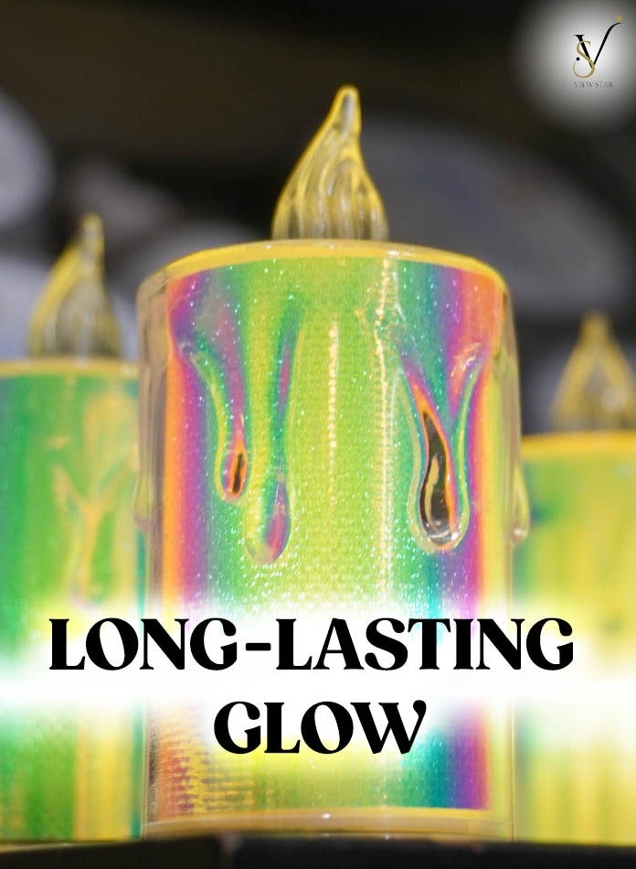 فيوستار 6 قطع من شموع LED عديمة اللهب من Viewstar - 6 عبوات، تأثير قزحي الألوان، تعمل بالبطارية، لهب وامض واقعي، ديكور داخلي وخارجي، حفلات الزفاف، الحفلات، ومناسبات العطلات - Image 5