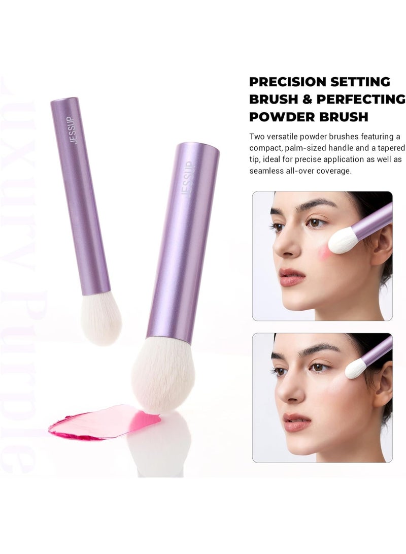 Jessup Makeup Brushes Set 4pcs Face Kabuki Brush for Foundation Contour Powder Blush Bronzer and Highlighter, Premium Synthetic Fiber Cruelty-Free, Luxury Purple T517 - Image 5