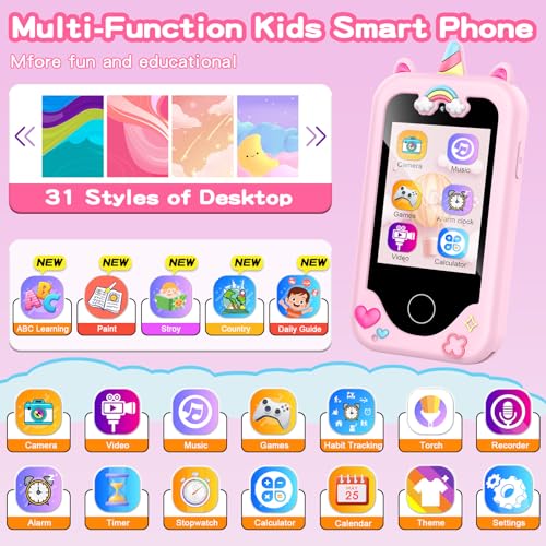 WEOLULI Kids Smart Phone with Dual Camera Game Music Player Toddler Learning Play Toy Cell Phone Gifts for Girls Christmas Birthday Age 310 Light Pink - Image 5