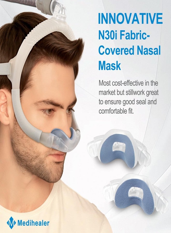 Medihealer 2 PCS N30i Nasal Cushion for AirTouch N30i (M),1 pc Soft Fabric Nasal Cushion& 1 pc Velvet-Lined CPAP Nasal Cushion for AirTouch N30i,Soft Fabric for All Seasons, Velvet-Lined for Fall/Winter(Blue) - Image 2