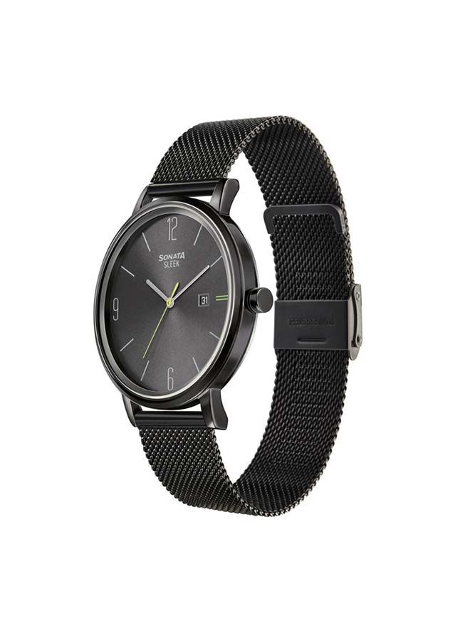 سوناتا ساعة يد تناظرية دائرية من الفولاذ المقاوم للصدأ  -  مم - أسود - Image 2