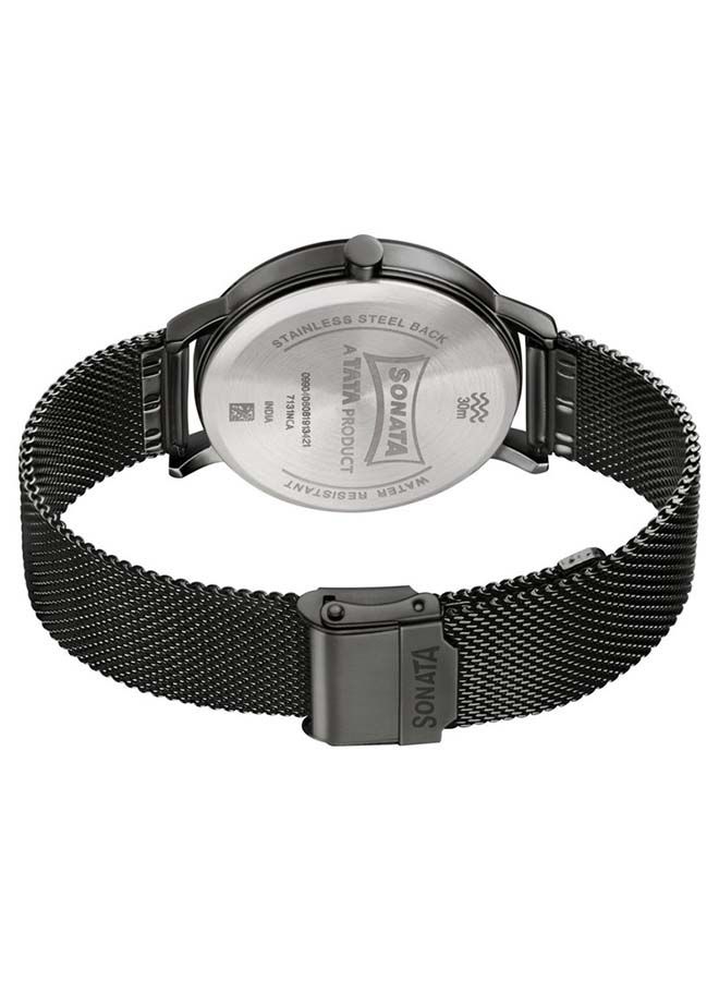 سوناتا ساعة يد تناظرية دائرية من الفولاذ المقاوم للصدأ  -  مم - أسود - Image 4