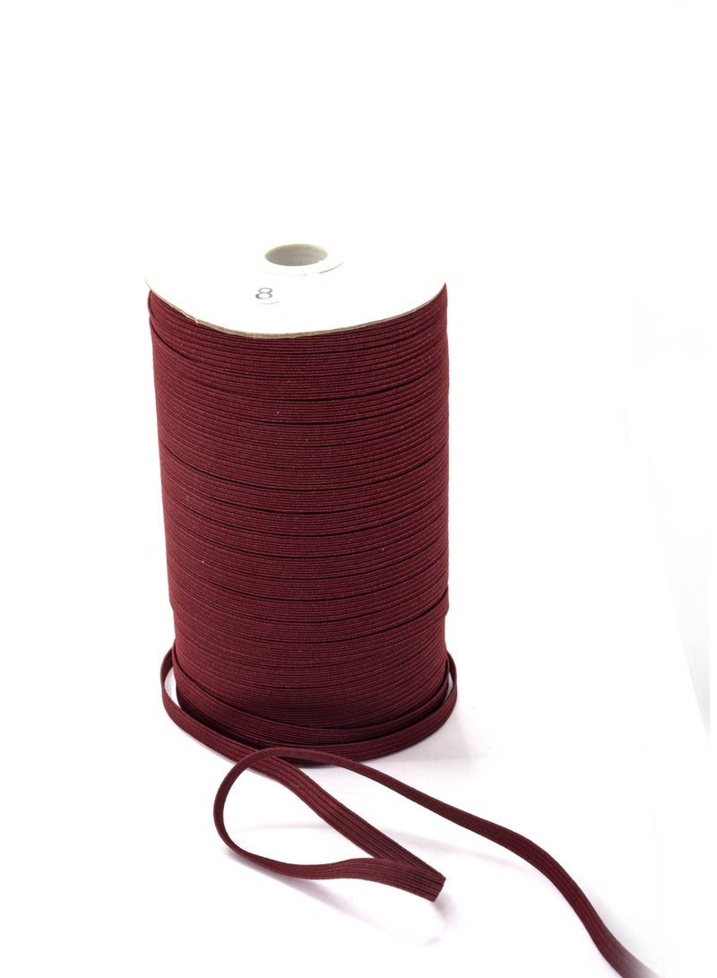 Premium Elastic Band - 6mm - Ideal for Sewing and Crafting - 144 Yards Roll - Maroon Color - Image 1