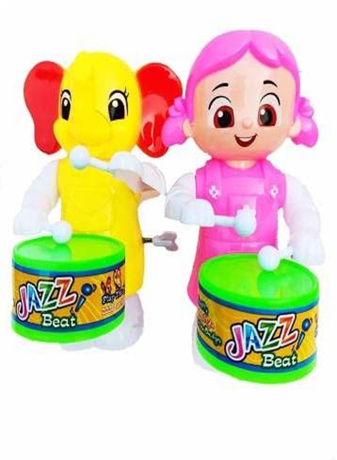PRIMEFAIR Drummer Toy with Drumming and Dancing Action for Kids Baby Rattle Toys Set Toddler Kids. Birthday Gift, Birthday Return Gift Key-Operated (ELEPHENT-PINK-BABY-02) - Image 1