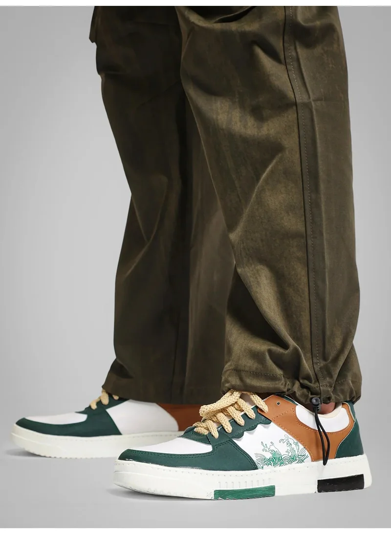 Maniac  Maniac Mens AOP Printed Green Cotton Blend Baggy Cargo Pant for Men | Best Price UAE