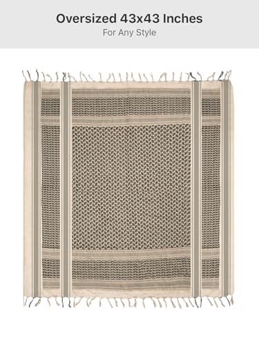 FREE SOLDIER Scarf Military Shemagh Tactical Desert Keffiyeh Head Neck Scarf Arab Wrap with Tassel for Men Women (Tan) - Image 4
