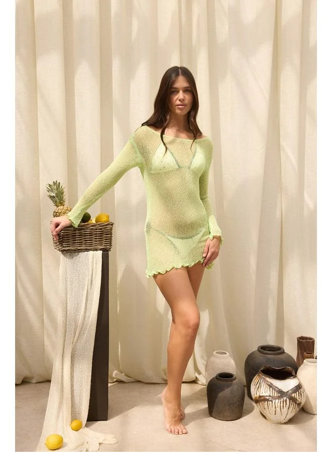 Bohemai  Lefkada Thin Green Mini Knit Dress. for Women | Best Price UAE