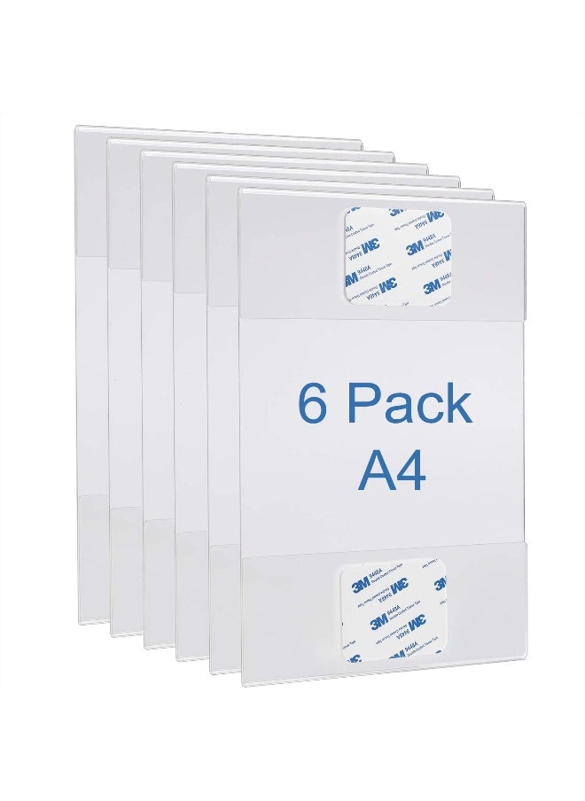 TPGP A4 Acrylic Wall Sign Holder [6 Pack] Clear A4 Adhesive Plexi Sign Holders with 3M Tape for Wall, Door, Glass, Perfect for Store, Office, Home, Restaurant  - Image 1