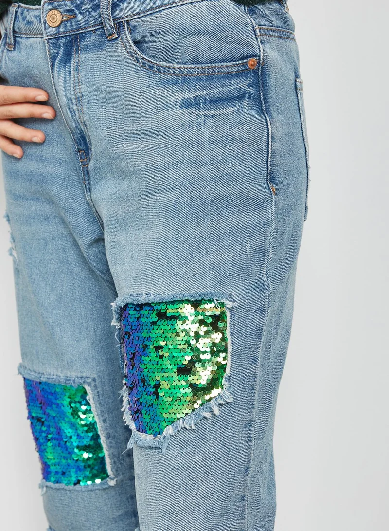 ONLY Sequin Patches Skinny Jeans