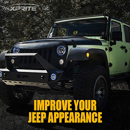 Xprite LED Amber Front Fender Side Marker Light Assembly with Clear Lens Compatible with Jeep Wrangler JK Unlimited 2007 2008 2009 2010 2011 2012 2013 2016 2017 2018 - Image 3