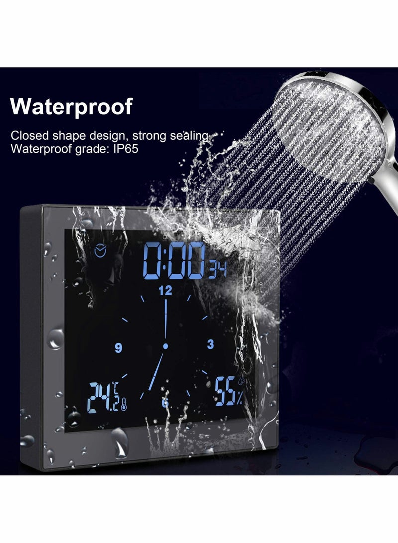 KASTWAVE Shower Clock Waterproof, Digital Clock Timer Clock, Bathroom Clock with Suction Cup, Temperature Humidity Display, Upper and Lower Limit Alarm - Image 2