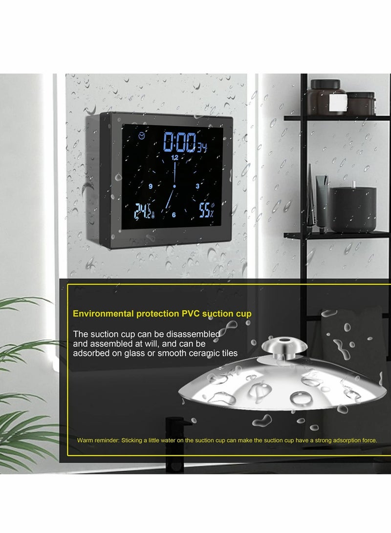 KASTWAVE Shower Clock Waterproof, Digital Clock Timer Clock, Bathroom Clock with Suction Cup, Temperature Humidity Display, Upper and Lower Limit Alarm - Image 4