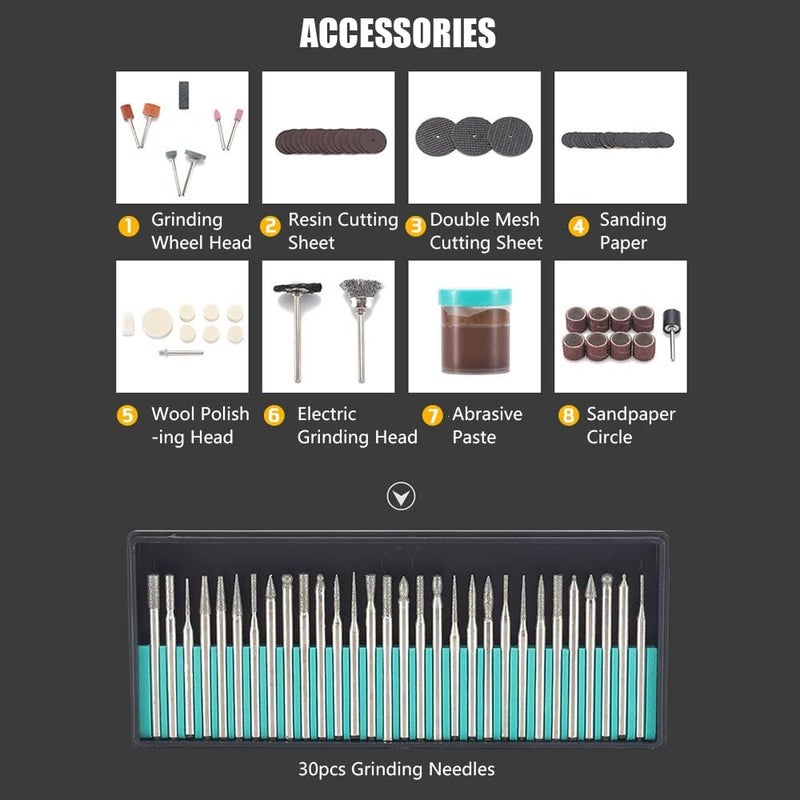 Eacam Micro Mini Electric Hand Drill 0.3-4Mm Adjustable With 145Pcs Accessories For Polishing Waxing Cutting Drilling Engraving - Image 5