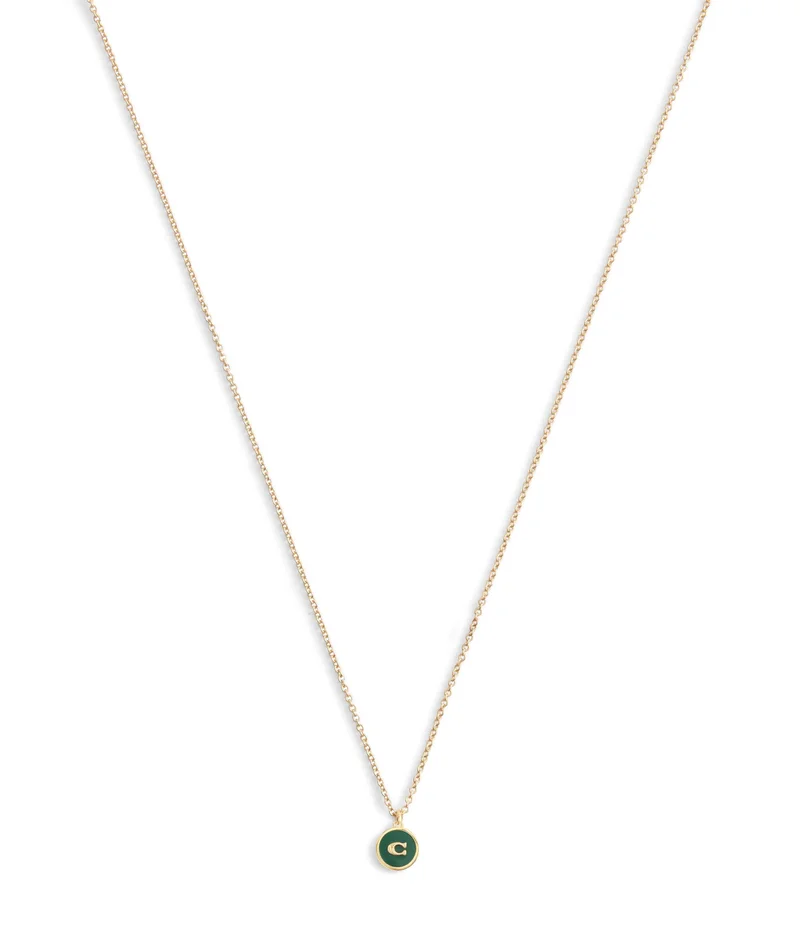 كوتش Signature C Coin Pendant Boxed Necklace