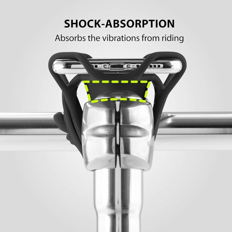 BONE COLLECTION 【Bone】 Bike Tie Pro 4 Bike Phone Mount Bicycle Phone Holder for Stem Mounting 4.7"-7.2" Cell Phones, Ultra Light Phone Mount for Bike Motorcycle, Designed for Road Bicycle Accessories - Luminous - Image 5
