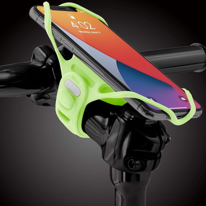 BONE COLLECTION 【Bone】 Bike Tie Pro 4 Bike Phone Mount Bicycle Phone Holder for Stem Mounting 4.7"-7.2" Cell Phones, Ultra Light Phone Mount for Bike Motorcycle, Designed for Road Bicycle Accessories - Luminous - Image 1