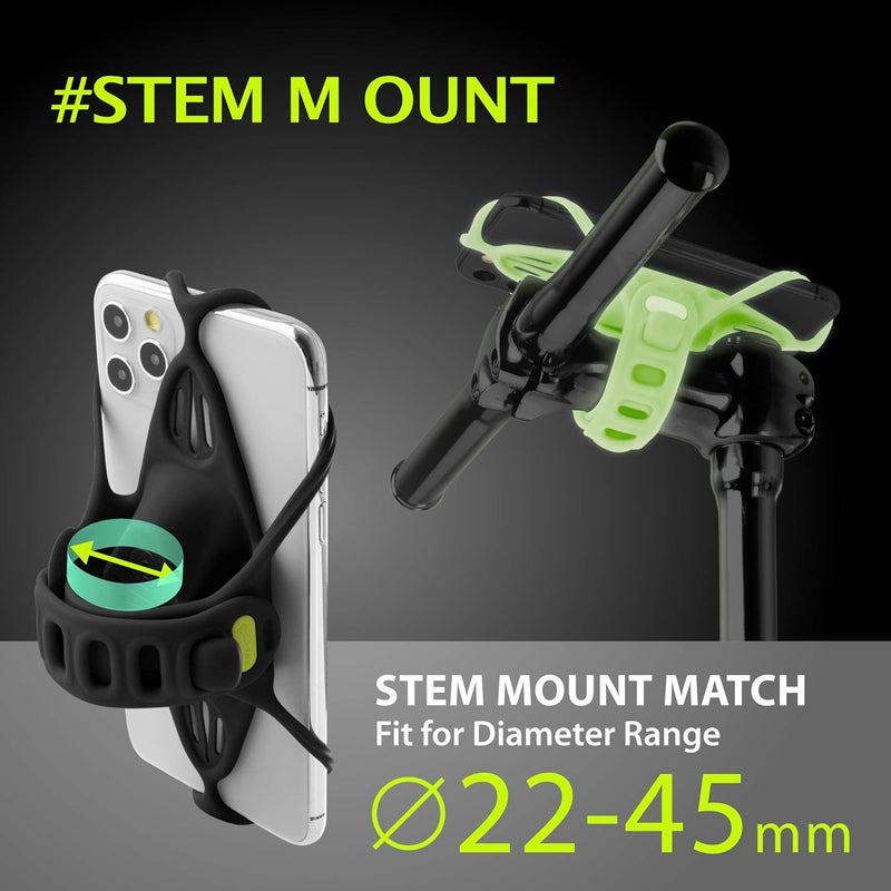 BONE COLLECTION 【Bone】 Bike Tie Pro 4 Bike Phone Mount Bicycle Phone Holder for Stem Mounting 4.7"-7.2" Cell Phones, Ultra Light Phone Mount for Bike Motorcycle, Designed for Road Bicycle Accessories - Luminous - Image 3