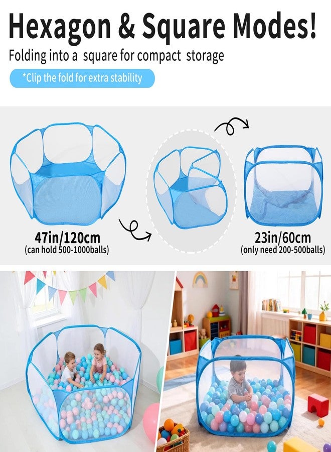 Heopeis Kids Ball Pit, Large Pop Up Toddler Ball Pits 47inches Play Tent for Toddlers Girls Boys for Indoor&Outdoor Play Tent with Carry Tote, Balls Not Included (Blue) - Image 4