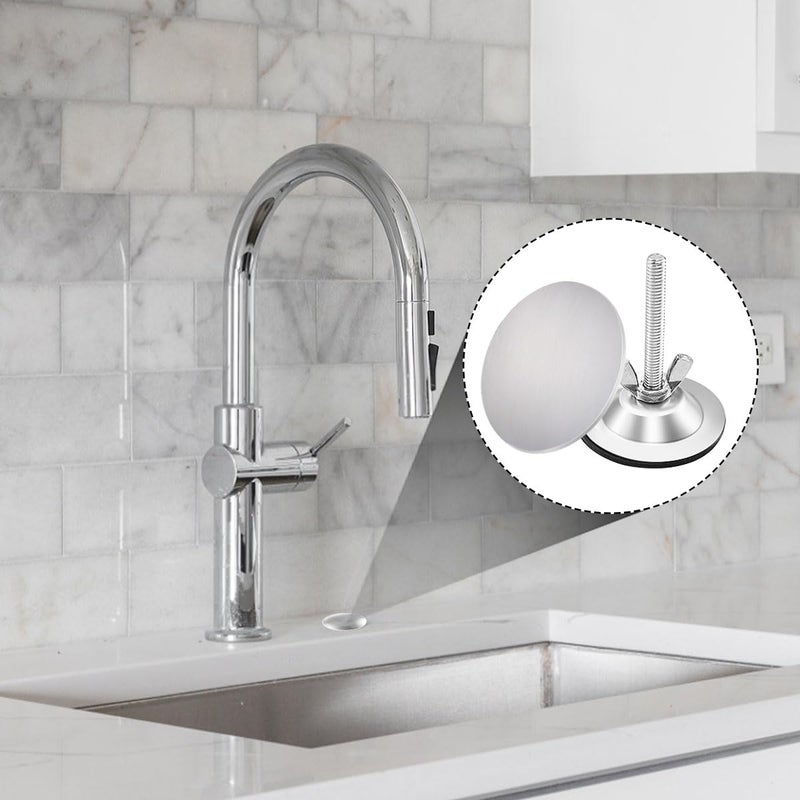 Quadafy 2 Inch Kitchen Sink Hole Covers  Stainless Steel Wash Basin Kitchen Sink Tap Hole Plate Stopper Cover Blanking Metal Plug  Sealed Decoration (Brushed Nickel) - Image 2