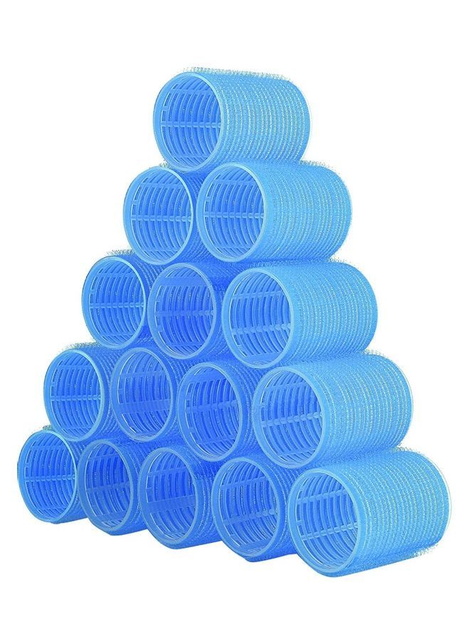 NIBEMINENT 15-Piece Self Grip Hair Rollers Set Blue - Image 1
