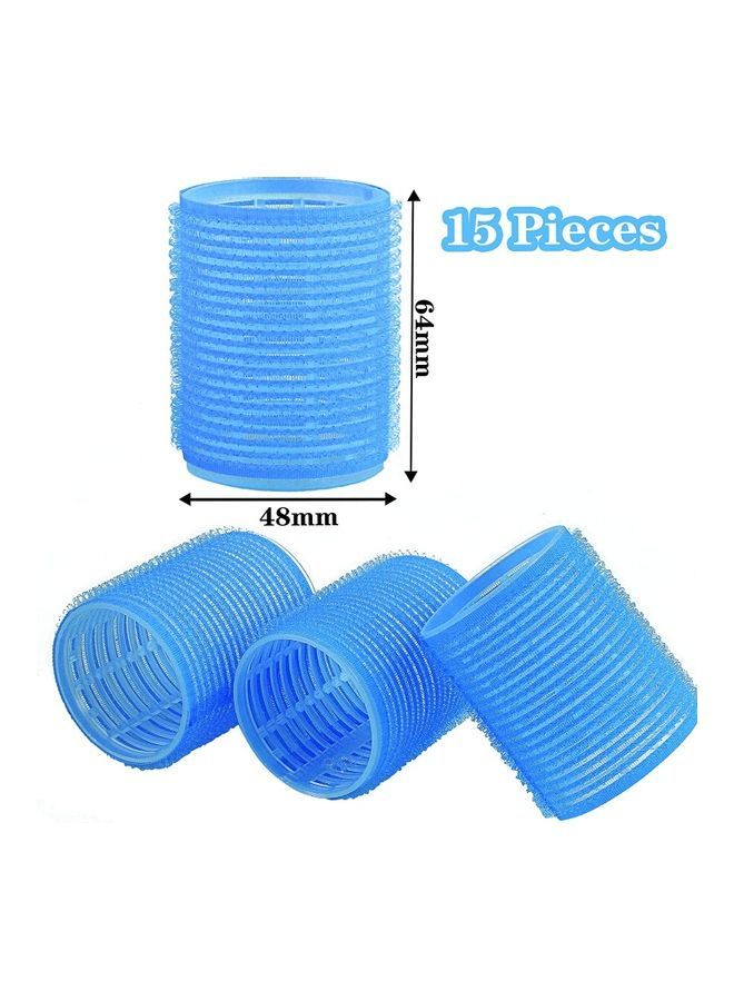 NIBEMINENT 15-Piece Self Grip Hair Rollers Set Blue - Image 2