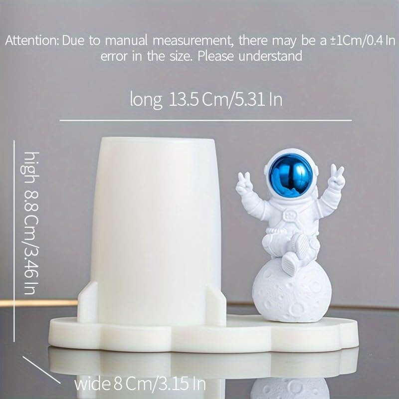 Street27 ® Astronaut Figurine Pencil Holder Cartoon Decorative Ideal Gift For Office Classroom Home Desk Pen Pencil Holder Organizer Gifts Adults Kids 360° Rotating (Golden),Stationary - Image 2