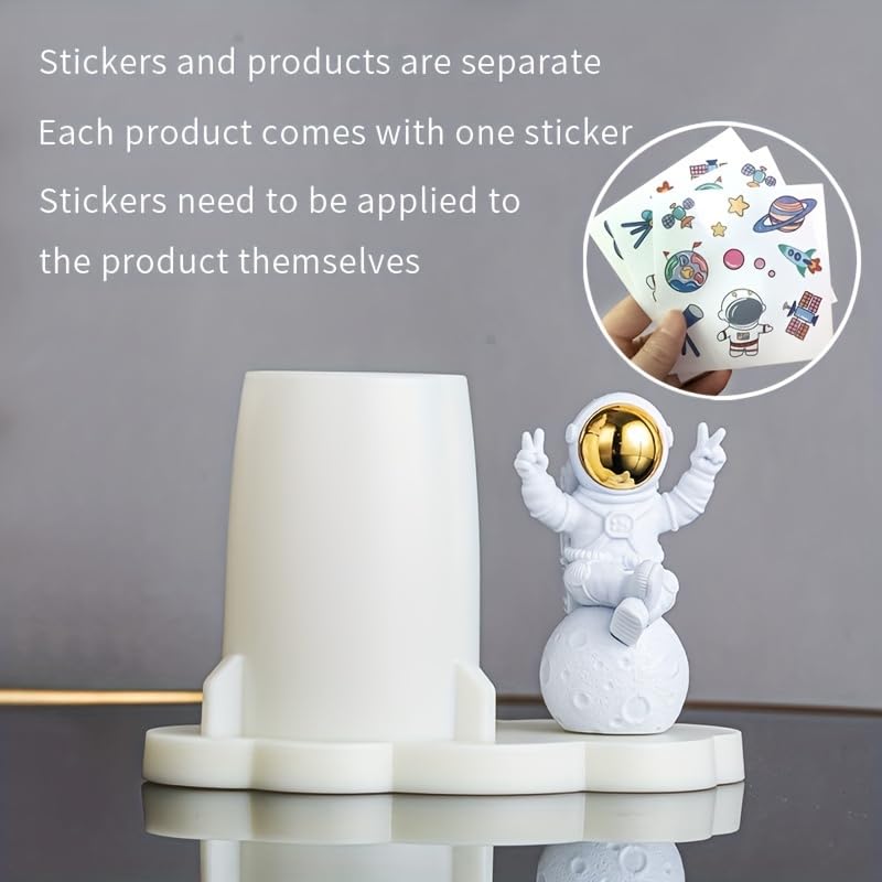 Street27 ® Astronaut Figurine Pencil Holder Cartoon Decorative Ideal Gift For Office Classroom Home Desk Pen Pencil Holder Organizer Gifts Adults Kids 360° Rotating (Golden),Stationary - Image 5