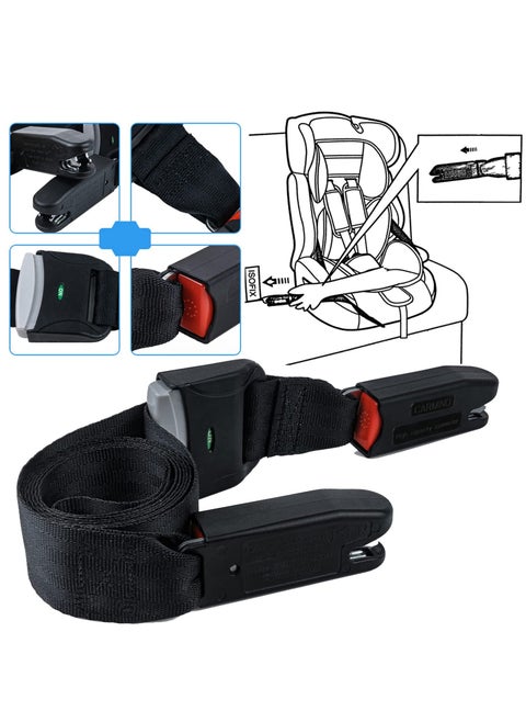 ISOFIX Car Seat Strap Adjustable Retractable Versatile Fixing Strap Seats Belt, Compatible with General ISOFIX Baby Seat Car, Fixing Straps with Latch Interface, withstand 15000N Tension