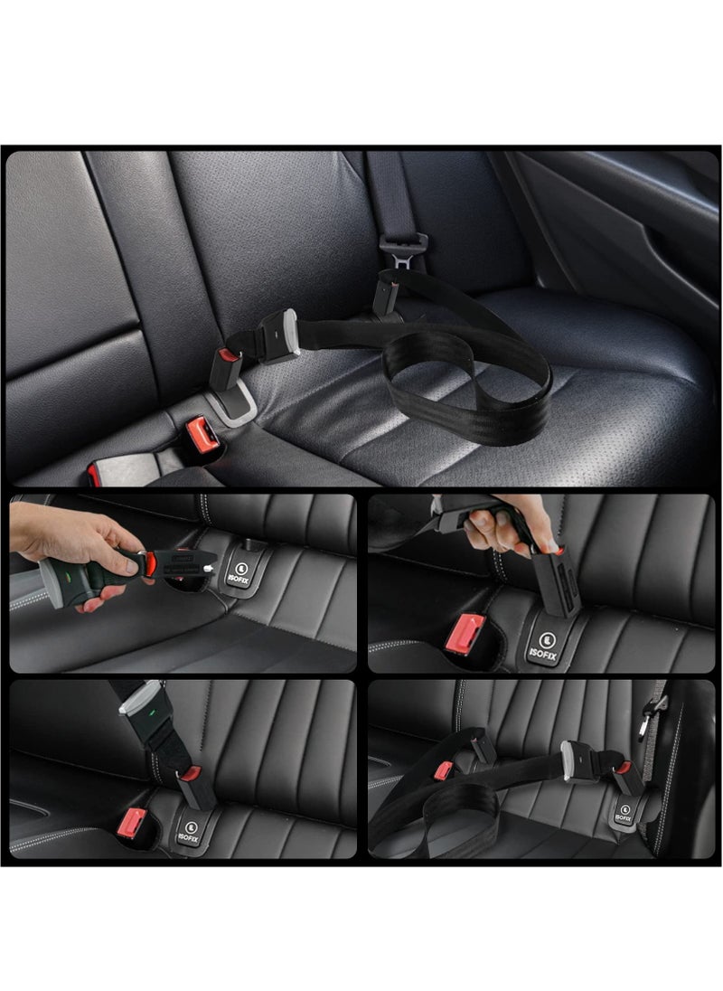 ISOFIX Car Seat Strap Adjustable Retractable Versatile Fixing Strap Seats Belt, Compatible with General ISOFIX Baby Seat Car, Fixing Straps with Latch Interface, withstand 15000N Tension