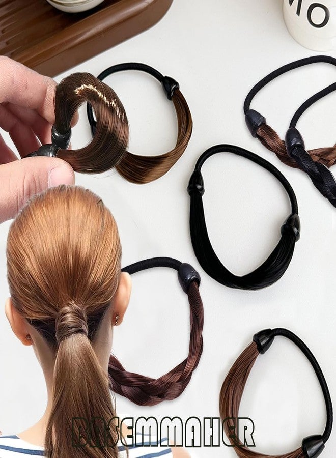 BASEMMAHER 8Pcs Wig Hair Ties Braided Hair Elastic Rope Synthetic Wig Imitation Head Ropes Ponytail Holders Rubber Hair Band Hair Accessories for Women Girls Daily Party Hair Styling - Image 3