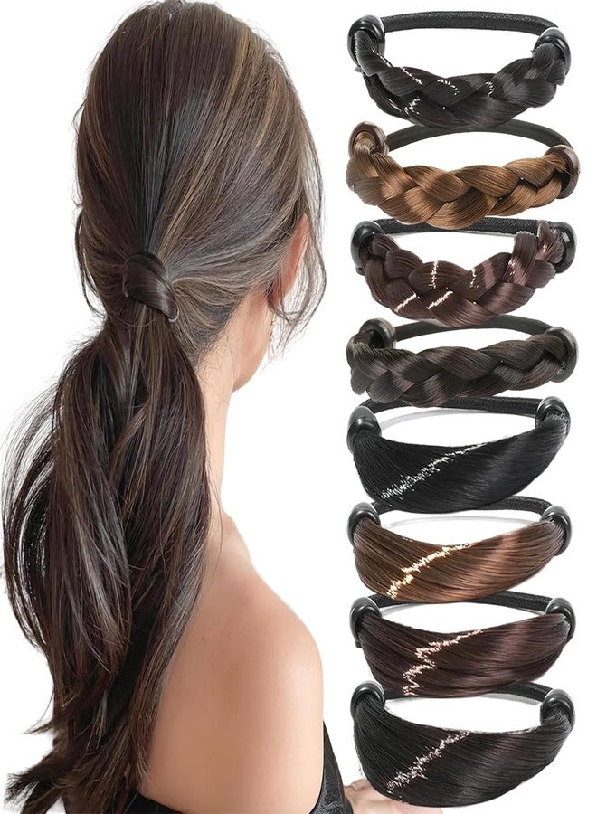 BASEMMAHER 8Pcs Wig Hair Ties Braided Hair Elastic Rope Synthetic Wig Imitation Head Ropes Ponytail Holders Rubber Hair Band Hair Accessories for Women Girls Daily Party Hair Styling - Image 1