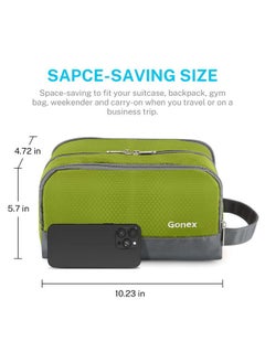 Gonex Travel Toiletry Bag Nylon, Dopp Kit Shaving Bag Toiletry Organizer Green  - Image 5