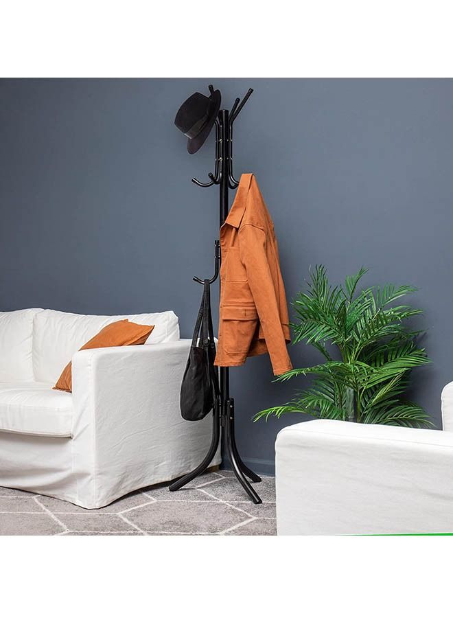 Arabest Standing Metal Coat Rack Hat Hanger 11 Hook for Jacket, Purse, Scarf Rack, Umbrella Tree Stand, Black  - Image 4
