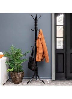 Arabest Standing Metal Coat Rack Hat Hanger 11 Hook for Jacket, Purse, Scarf Rack, Umbrella Tree Stand, Black  - Image 2