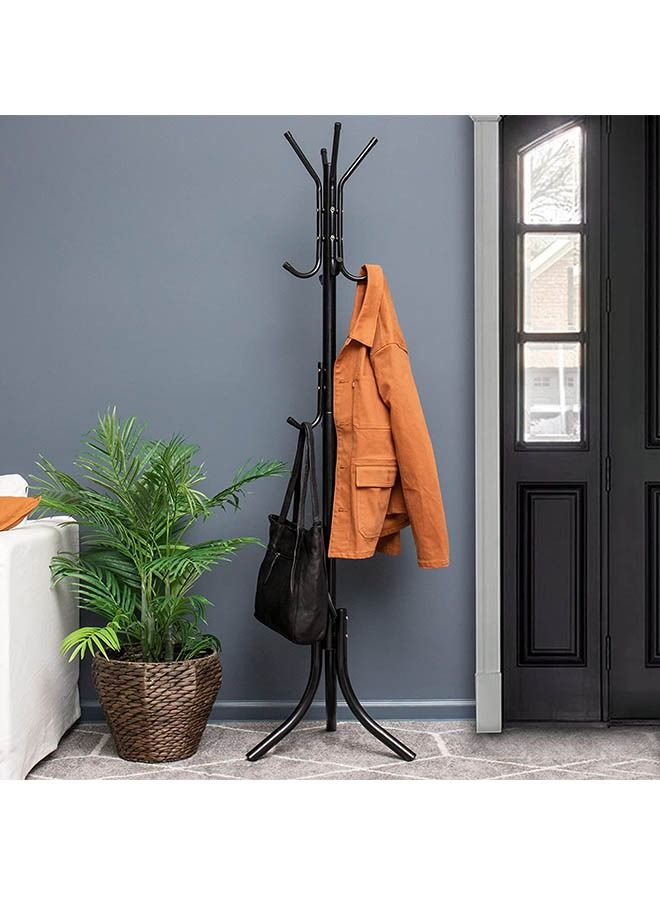 Arabest Standing Metal Coat Rack Hat Hanger 11 Hook for Jacket, Purse, Scarf Rack, Umbrella Tree Stand, Black  - Image 2