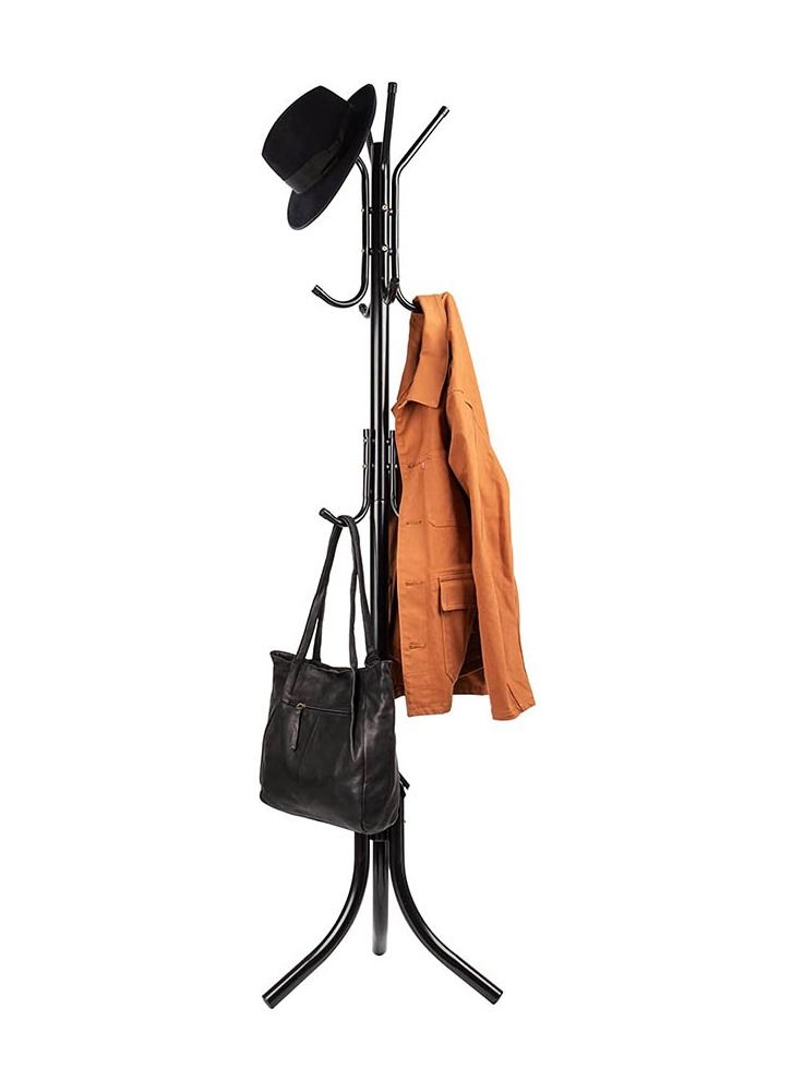 Arabest Standing Metal Coat Rack Hat Hanger 11 Hook for Jacket, Purse, Scarf Rack, Umbrella Tree Stand, Black  - Image 1