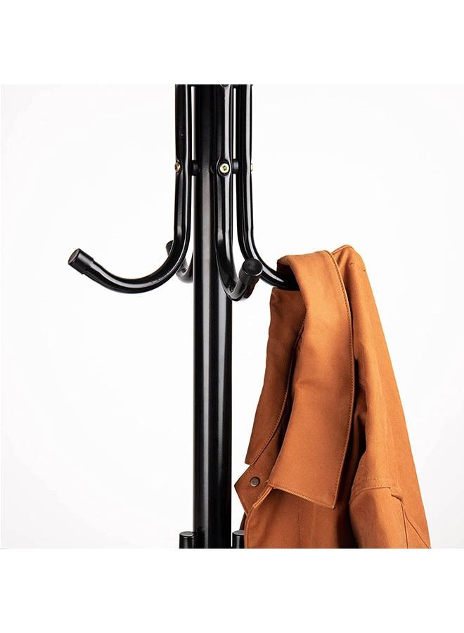 Arabest Standing Metal Coat Rack Hat Hanger 11 Hook for Jacket, Purse, Scarf Rack, Umbrella Tree Stand, Black  - Image 3