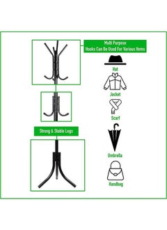 Arabest Standing Metal Coat Rack Hat Hanger 11 Hook for Jacket, Purse, Scarf Rack, Umbrella Tree Stand, Black  - Image 5