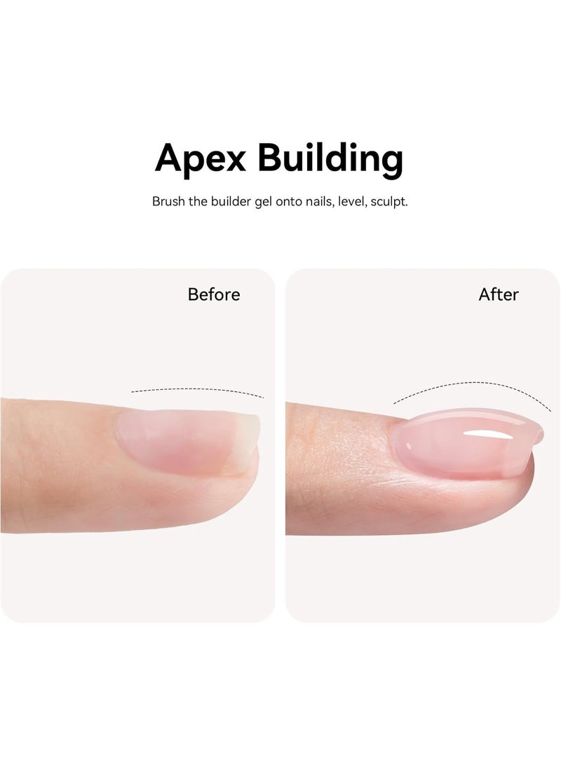 جل بناء أظافر وردي شفاف 7 في 1 15 مل جل بناء أساسي مقوي للأظافر جل بناء أظافر LED بالأشعة فوق البنفسجية في زجاجة لإصلاح الأظافر جل قوي لتقوية الأظافر جل بناء لتمديد الأظافر - Image 2