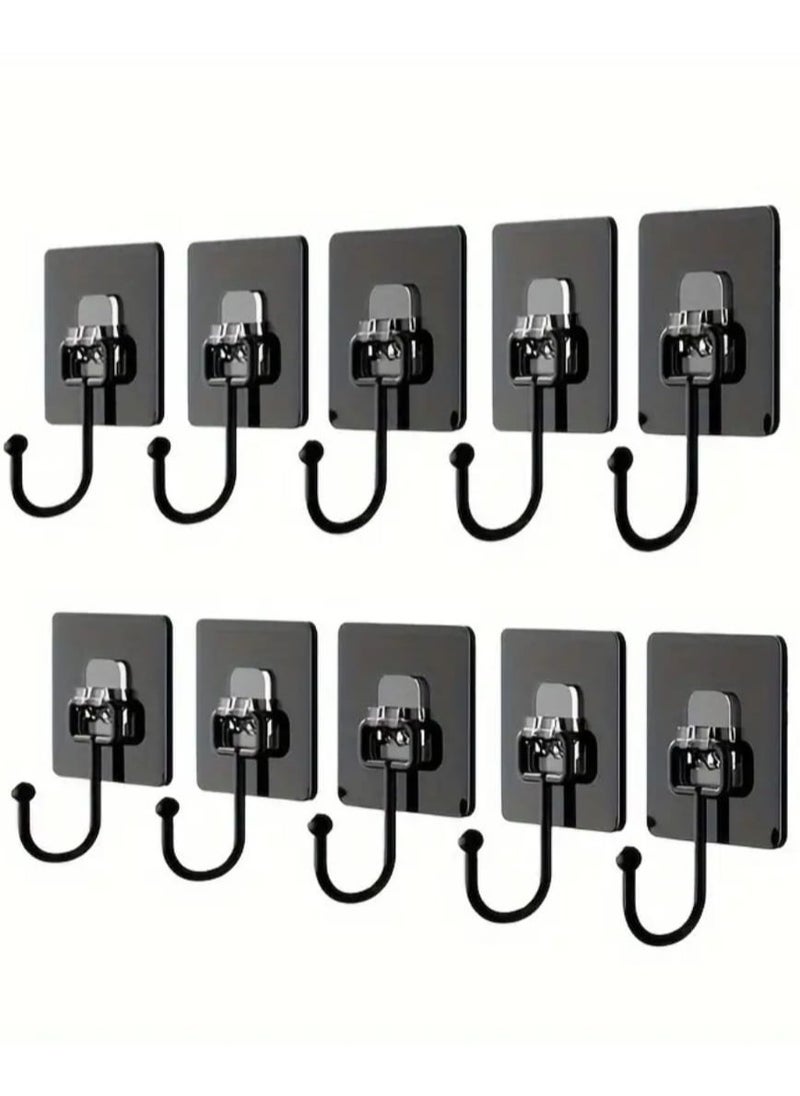 LDQ - 10 PCS Plastic Self Adhesive Utility Hooks-Wall Mount, Easy Install, Strong Hold, Waterproofing Self-Adhesive For Coats, Hats, Towels, Keys-Multipurpose Heavy Duty Hooks - Image 1