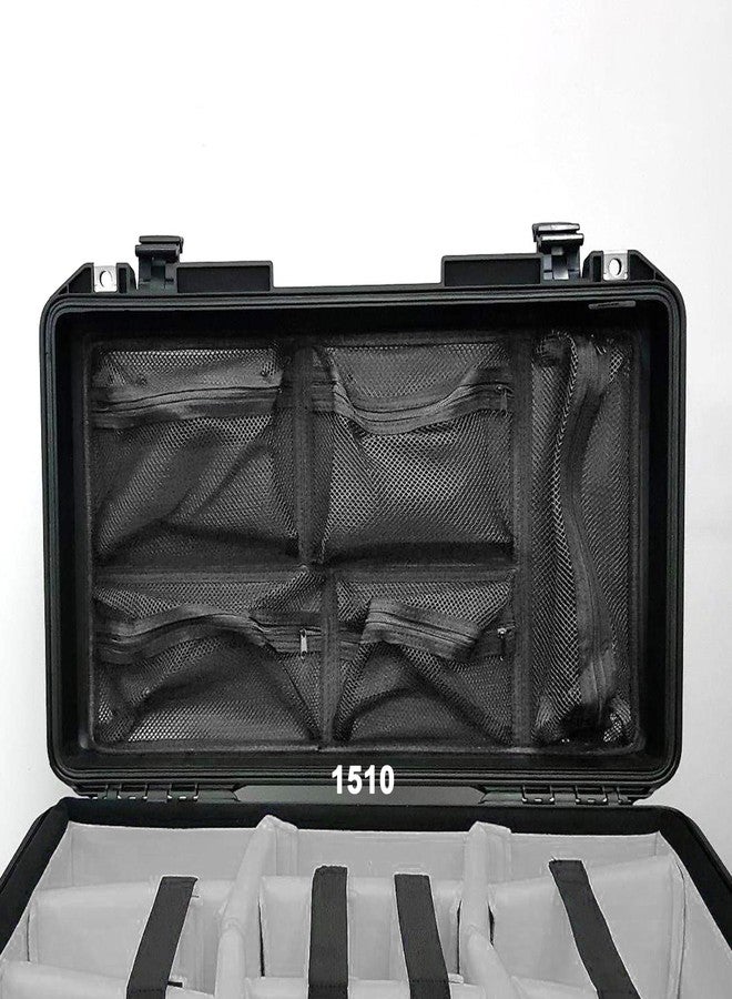 LAFENLIN Lid Organizer for Pelican 1510 Case, 5 Mesh Pockets Storage Organizer, Fits Camera Cases, Diving Dry Boxes, Hard Cases & Toolboxes - Includes Screws & Velcro Straps, Durable, Thickening Mesh - Image 1