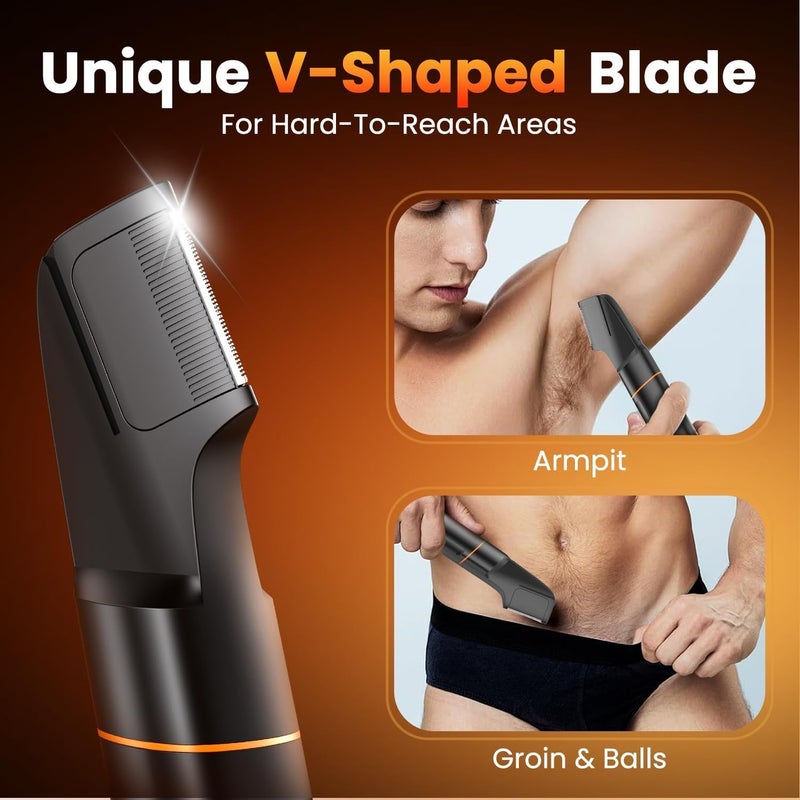 Maxgroom 4 in 1 Body Hair Trimmer for Men, Waterproof Trimmer Kit with Adjustable Limit Comb & V-Shaped Trimmer Head for Comfy Whole Body Grooming - Image 3